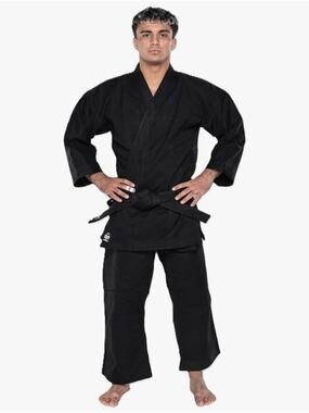 FUJI Kaizen Karate Gi Uniform Black Size 5 100% Cotton Martial Arts Training